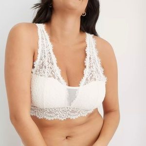 Aerie Eyelash Lace Padded Plunge Bralette- Like NEW - size M DD